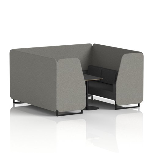 Brixworth 6 Seater Booth With Black Legs And Black Table With Black Leg In X2 Fabric - Number Panels And Arithmetic Sofa