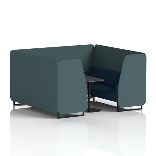 Brixworth 6 Seater Booth With Black Legs And Black Table With Black Leg In X2 Fabric - Polygon Panels And Calculus Sofa
