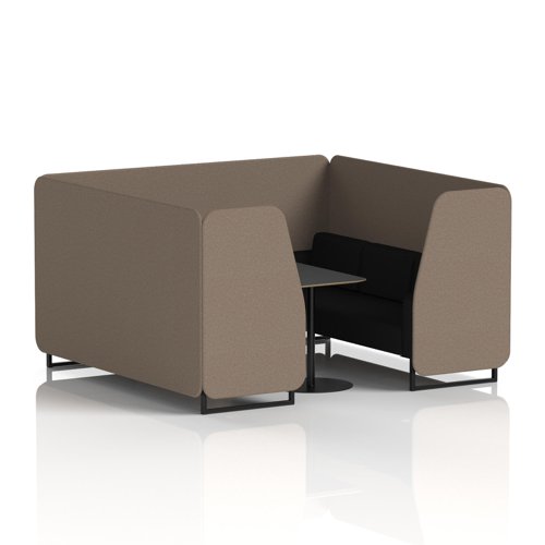 Brixworth 6 Seater Booth With Black Legs And Black Table With Black Leg In X2 Fabric - Theory Panels And Diameter Sofa