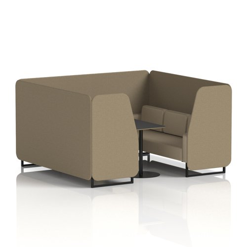 Brixworth 6 Seater Booth With Black Legs And Black Table With Black Leg In Main Line Flax Fabric - Bank Panels And Upminster Sofa