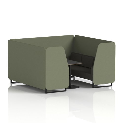 Brixworth 6 Seater Booth With Black Legs And Black Table With Black Leg In Main Line Flax Fabric - Monument Panels And Temple Sofa
