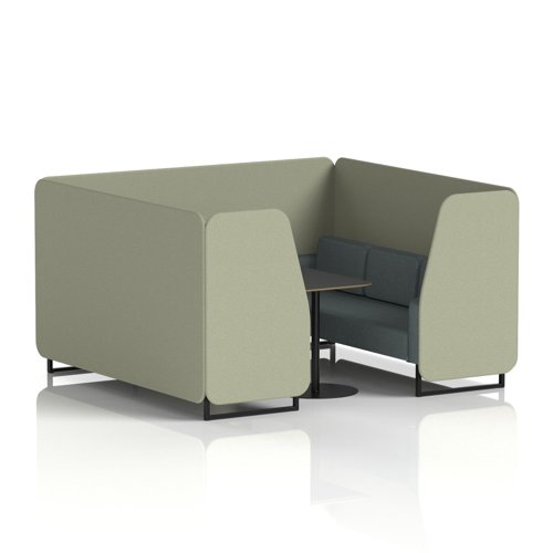 Brixworth 6 Seater Booth With Black Legs And Black Table With Black Leg In Main Line Flax Fabric - Newbury Panels And Westminster Sofa