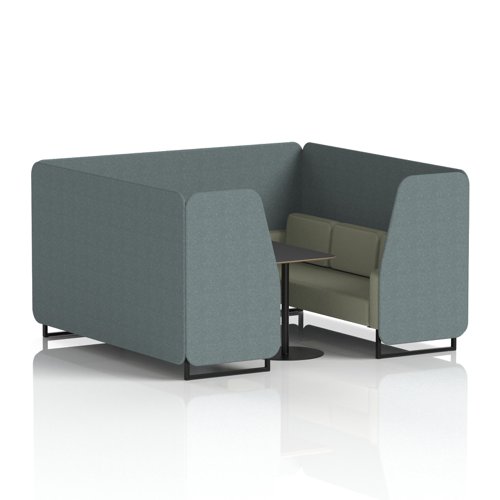 Brixworth 6 Seater Booth With Black Legs And Black Table With Black Leg In Main Line Flax Fabric - Westminster Panels And Newbury Sofa