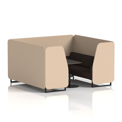 Brixworth 6 Seater Booth With Black Legs And Black Table With Black Leg In Synergy Fabric - Affix Panels And Wed Sofa