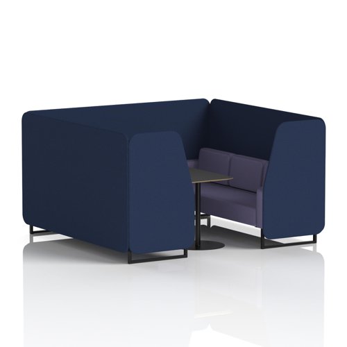 Brixworth 6 Seater Booth With Black Legs And Black Table With Black Leg In Synergy Fabric - Alike Panels And Order Sofa