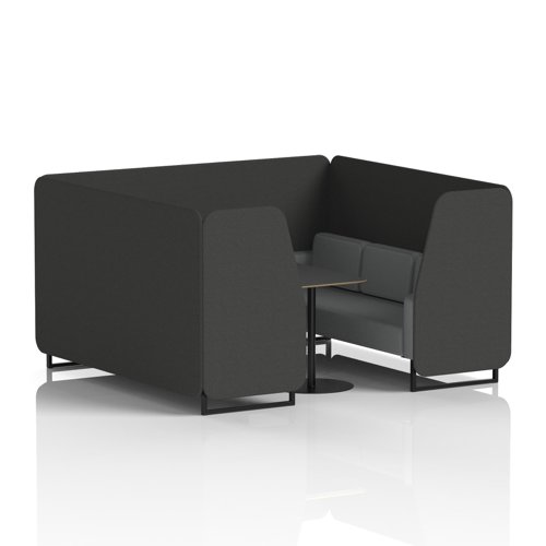 Brixworth 6 Seater Booth With Black Legs And Black Table With Black Leg In Synergy Fabric - Mix Panels And Partner Sofa
