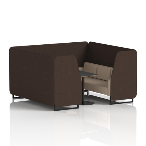 Brixworth 6 Seater Booth With Black Legs And Black Table With Black Leg In Synergy Fabric - Wed Panels And Affix Sofa