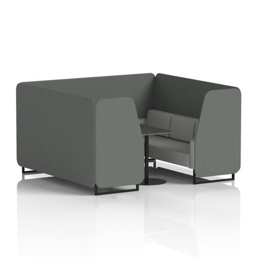 Brixworth 6 Seater Booth With Black Legs And Black Table With Black Leg In Sumi Fabric - Kobe Panels And Tokyo Sofa