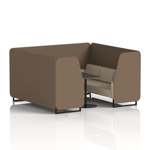 Brixworth 6 Seater Booth With Black Legs And Black Table With Black Leg In Sumi Fabric - Osaka Panels And Zen Sofa