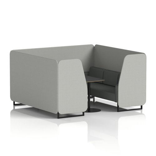 Brixworth 6 Seater Booth With Black Legs And Black Table With Black Leg In Sumi Fabric - Tokyo Panels And Kobe Sofa