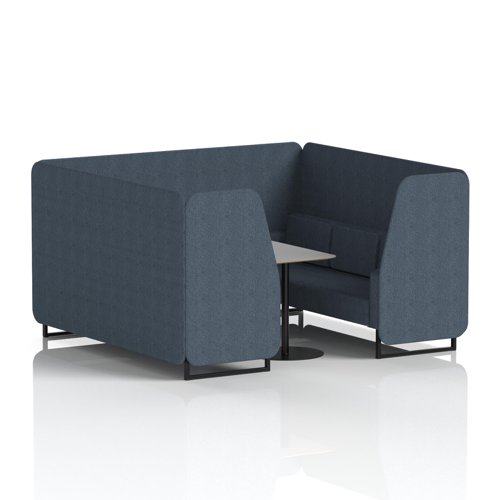 Brixworth 6 Seater Booth With Black Legs And Grey Table With Black Leg In Rivet Fabric - Crucible Panels And Sofa