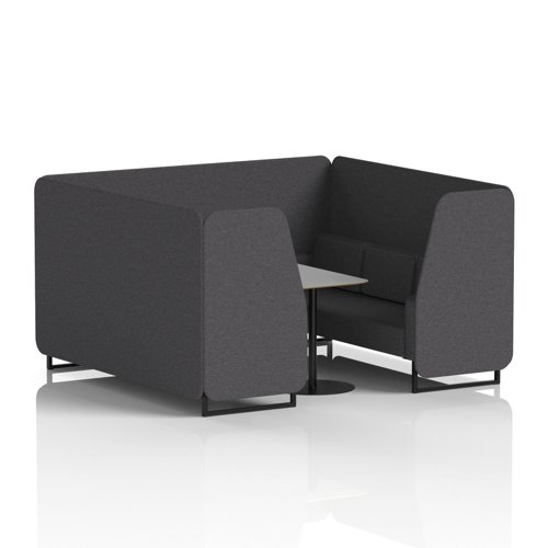 Brixworth 6 Seater Booth With Black Legs And Grey Table With Black Leg In X2 Fabric - Arithmetic Panels And Sofa
