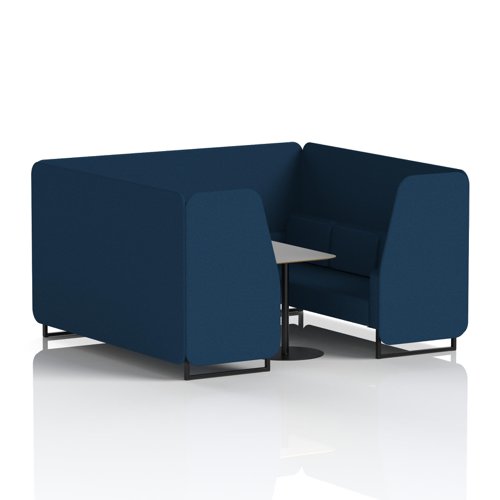 Brixworth 6 Seater Booth With Black Legs And Grey Table With Black Leg In X2 Fabric - Calculus Panels And Sofa