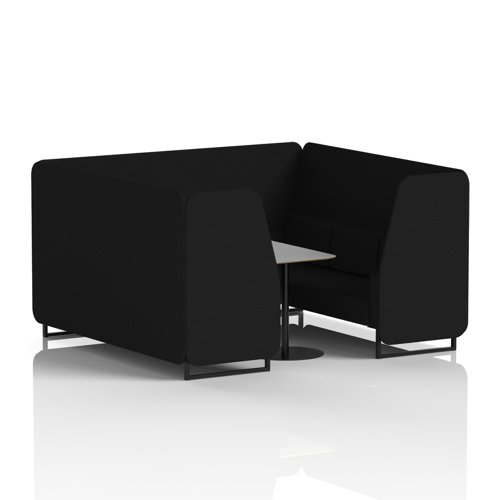 Brixworth 6 Seater Booth With Black Legs And Grey Table With Black Leg In X2 Fabric - Diameter Panels And Sofa