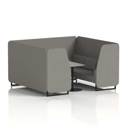 Brixworth 6 Seater Booth With Black Legs And Grey Table With Black Leg In X2 Fabric - Number Panels And Sofa