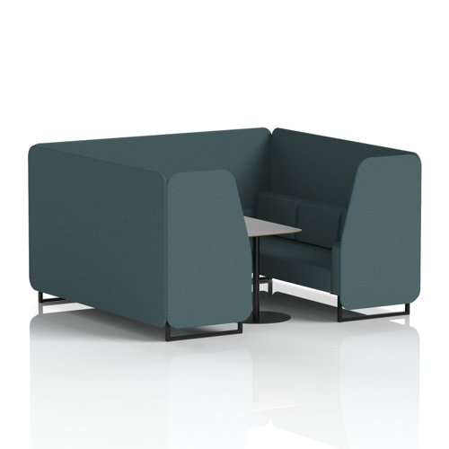 Brixworth 6 Seater Booth With Black Legs And Grey Table With Black Leg In X2 Fabric - Polygon Panels And Sofa