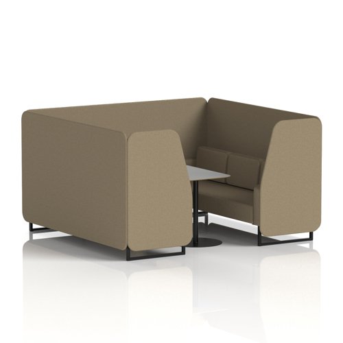 Brixworth 6 Seater Booth With Black Legs And Grey Table With Black Leg In Main Line Flax Fabric - Bank Panels And Sofa