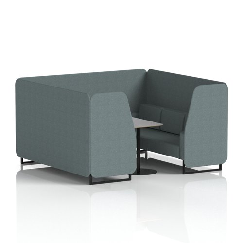Brixworth 6 Seater Booth With Black Legs And Grey Table With Black Leg In Main Line Flax Fabric - Westminster Panels And Sofa