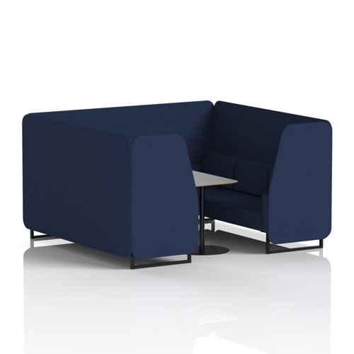 Brixworth 6 Seater Booth With Black Legs And Grey Table With Black Leg In Synergy Fabric - Alike Panels And Sofa
