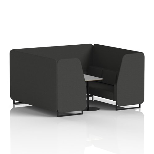 Brixworth 6 Seater Booth With Black Legs And Grey Table With Black Leg In Synergy Fabric - Mix Panels And Sofa