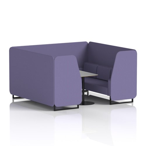 Brixworth 6 Seater Booth With Black Legs And Grey Table With Black Leg In Synergy Fabric - Order Panels And Sofa
