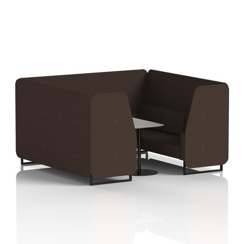 Brixworth 6 Seater Booth With Black Legs And Grey Table With Black Leg In Synergy Fabric - Wed Panels And Sofa
