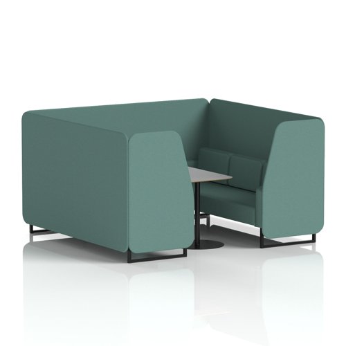 Brixworth 6 Seater Booth With Black Legs And Grey Table With Black Leg In Sumi Fabric - Handa Panels And Sofa