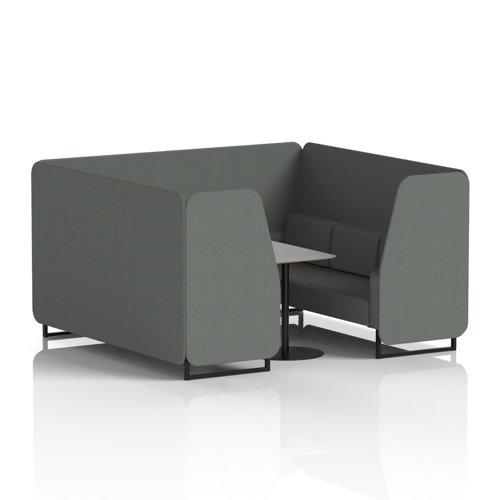 Brixworth 6 Seater Booth With Black Legs And Grey Table With Black Leg In Sumi Fabric - Kobe Panels And Sofa