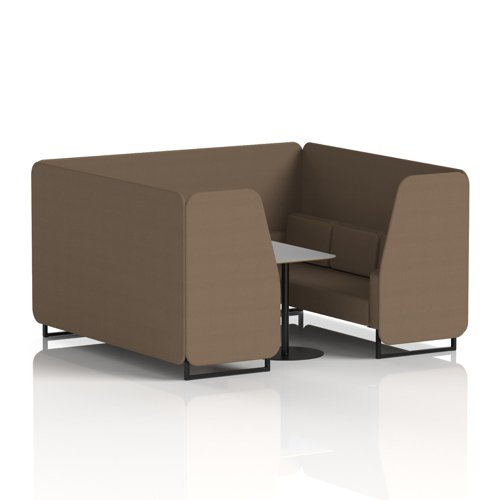 Brixworth 6 Seater Booth With Black Legs And Grey Table With Black Leg In Sumi Fabric - Osaka Panels And Sofa