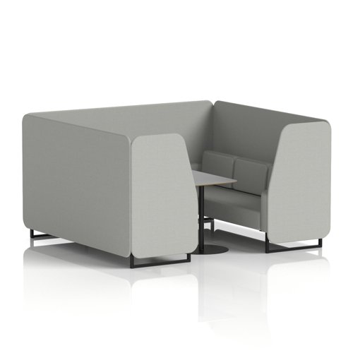 Brixworth 6 Seater Booth With Black Legs And Grey Table With Black Leg In Sumi Fabric - Tokyo Panels And Sofa