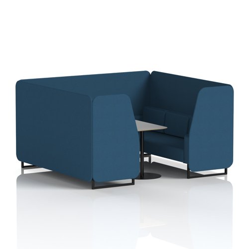 Brixworth 6 Seater Booth With Black Legs And Grey Table With Black Leg In Sumi Fabric - Uto Panels And Sofa