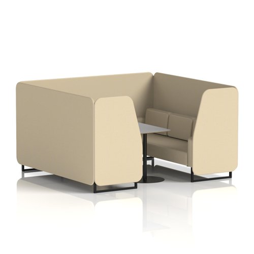 Brixworth 6 Seater Booth With Black Legs And Grey Table With Black Leg In Sumi Fabric - Zen Panels And Sofa