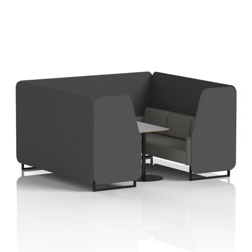 Brixworth 6 Seater Booth With Black Legs And Grey Table With Black Leg In X2 Fabric - Arithmetic Panels And Number Sofa