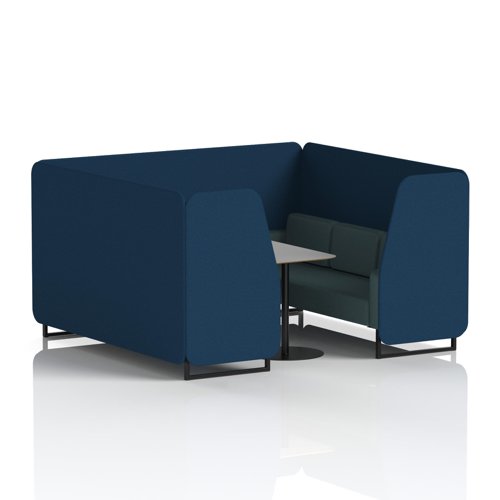 Brixworth 6 Seater Booth With Black Legs And Grey Table With Black Leg In X2 Fabric - Calculus Panels And Polygon Sofa