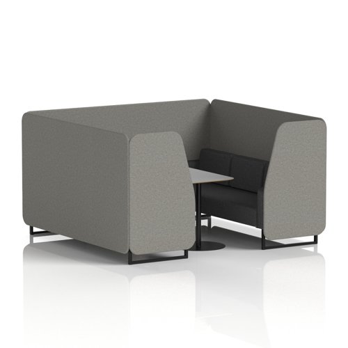Brixworth 6 Seater Booth With Black Legs And Grey Table With Black Leg In X2 Fabric - Number Panels And Arithmetic Sofa
