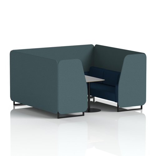 Brixworth 6 Seater Booth With Black Legs And Grey Table With Black Leg In X2 Fabric - Polygon Panels And Calculus Sofa