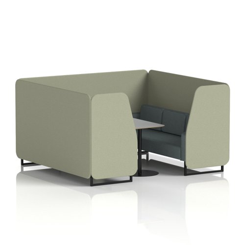 Brixworth 6 Seater Booth With Black Legs And Grey Table With Black Leg In Main Line Flax Fabric - Newbury Panels And Westminster Sofa