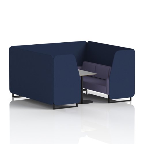 Brixworth 6 Seater Booth With Black Legs And Grey Table With Black Leg In Synergy Fabric - Alike Panels And Order Sofa