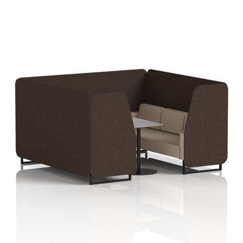 Brixworth 6 Seater Booth With Black Legs And Grey Table With Black Leg In Synergy Fabric - Wed Panels And Affix Sofa