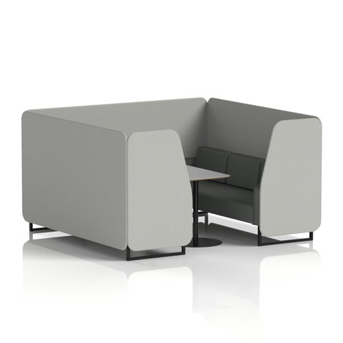 Brixworth 6 Seater Booth With Black Legs And Grey Table With Black Leg In Sumi Fabric - Tokyo Panels And Kobe Sofa