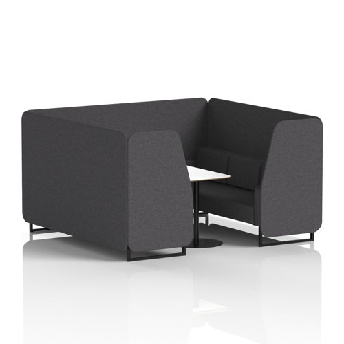 Brixworth 6 Seater Booth With Black Legs And White Table With Black Leg In X2 Fabric - Arithmetic Panels And Sofa