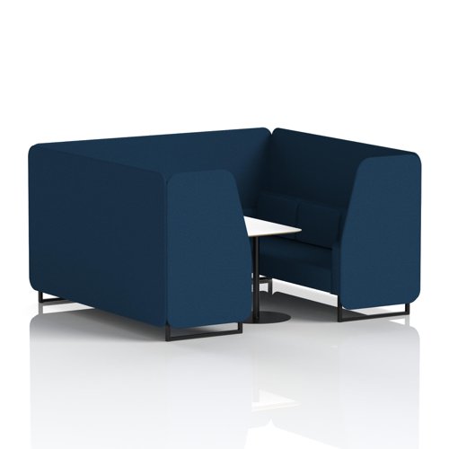 Brixworth 6 Seater Booth With Black Legs And White Table With Black Leg In X2 Fabric - Calculus Panels And Sofa