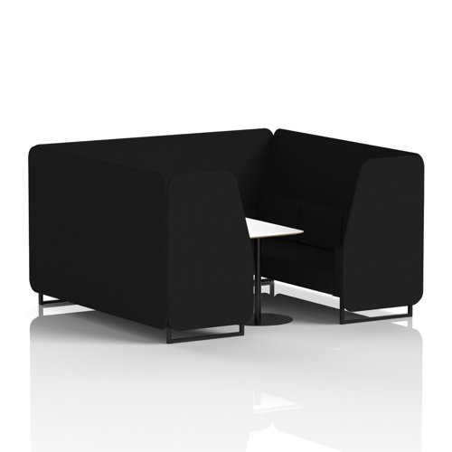 Brixworth 6 Seater Booth With Black Legs And White Table With Black Leg In X2 Fabric - Diameter Panels And Sofa