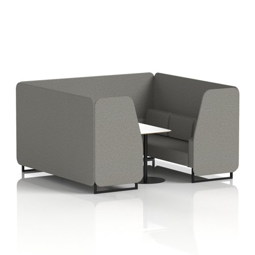 Brixworth 6 Seater Booth With Black Legs And White Table With Black Leg In X2 Fabric - Number Panels And Sofa