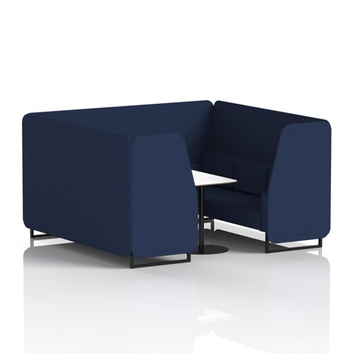 Brixworth 6 Seater Booth With Black Legs And White Table With Black Leg In Synergy Fabric - Alike Panels And Sofa