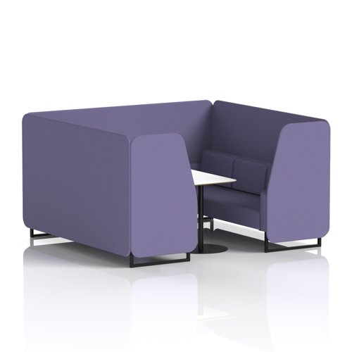 Brixworth 6 Seater Booth With Black Legs And White Table With Black Leg In Synergy Fabric - Order Panels And Sofa