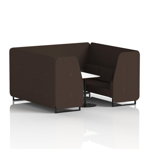 Brixworth 6 Seater Booth With Black Legs And White Table With Black Leg In Synergy Fabric - Wed Panels And Sofa