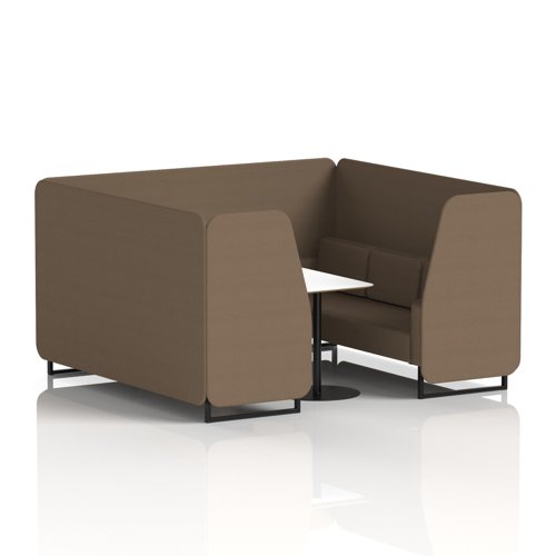 Brixworth 6 Seater Booth With Black Legs And White Table With Black Leg In Sumi Fabric - Osaka Panels And Sofa