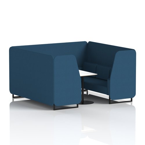 Brixworth 6 Seater Booth With Black Legs And White Table With Black Leg In Sumi Fabric - Uto Panels And Sofa