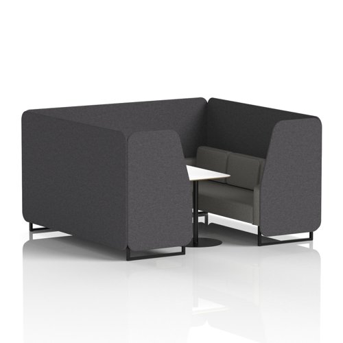 Brixworth 6 Seater Booth With Black Legs And White Table With Black Leg In X2 Fabric - Arithmetic Panels And Number Sofa